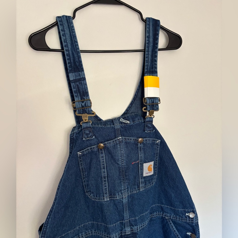 NWT Carhartt Washed-Denim Bib Overalls Dark Wash Size 42 X 32 - Picture 3 of 15